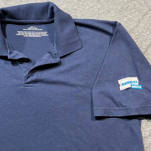 Vintage Blockbuster Employee Polo Navy with Left Arm Logo | Size Extra Large - Picture 3 of 8